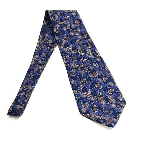Barbara Blank New York Purple Jacquard‎ Print Paisley Wide Silk Tie - Picture 5 of 5